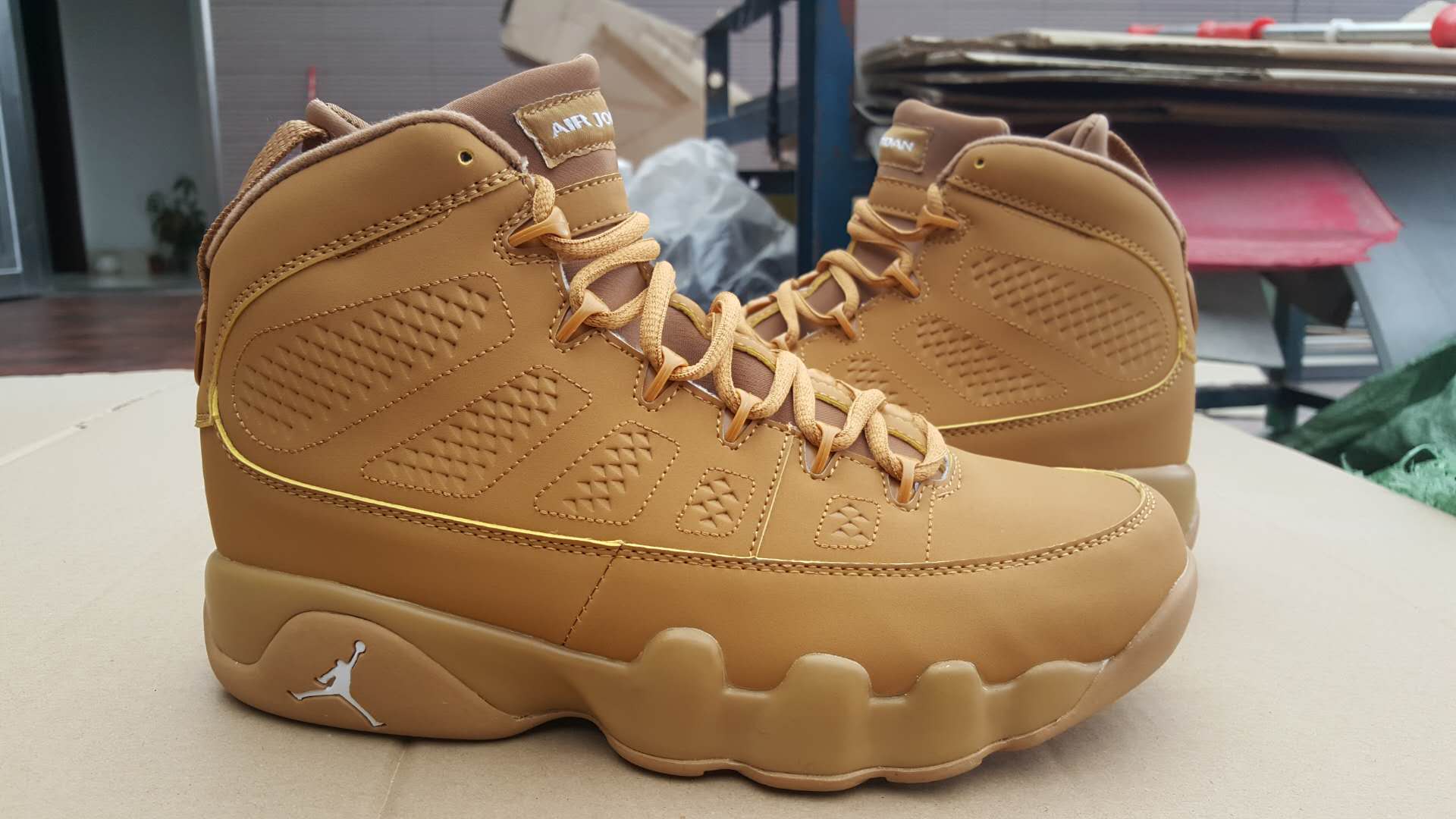 2017 Men Air Jordan 9 All Wheat Yellow Shoes - Click Image to Close